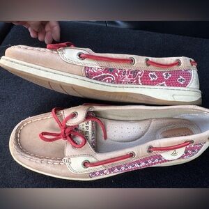 Sperry Women's Tan and Red Loafers